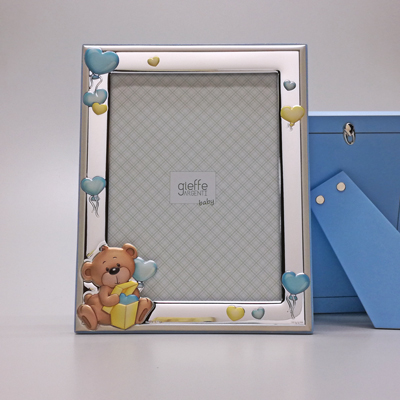 Cornici in argento: Cornice 13x18 Orsetto Regalo Celeste in Argento