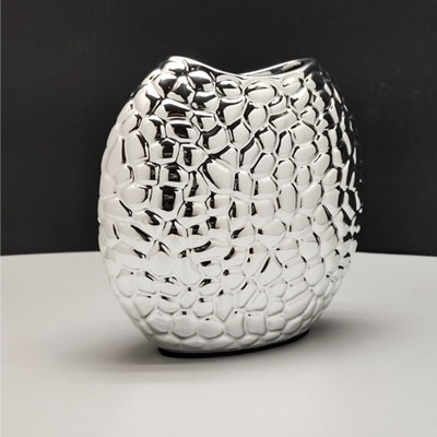 Cornici in argento: Vaso Stone Sassi h.cm.24 Resina Argentata - 3445 - 