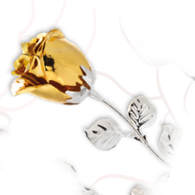 Cornici in argento: Rosa Bpcciolo Dorato in Confezione cm. 33